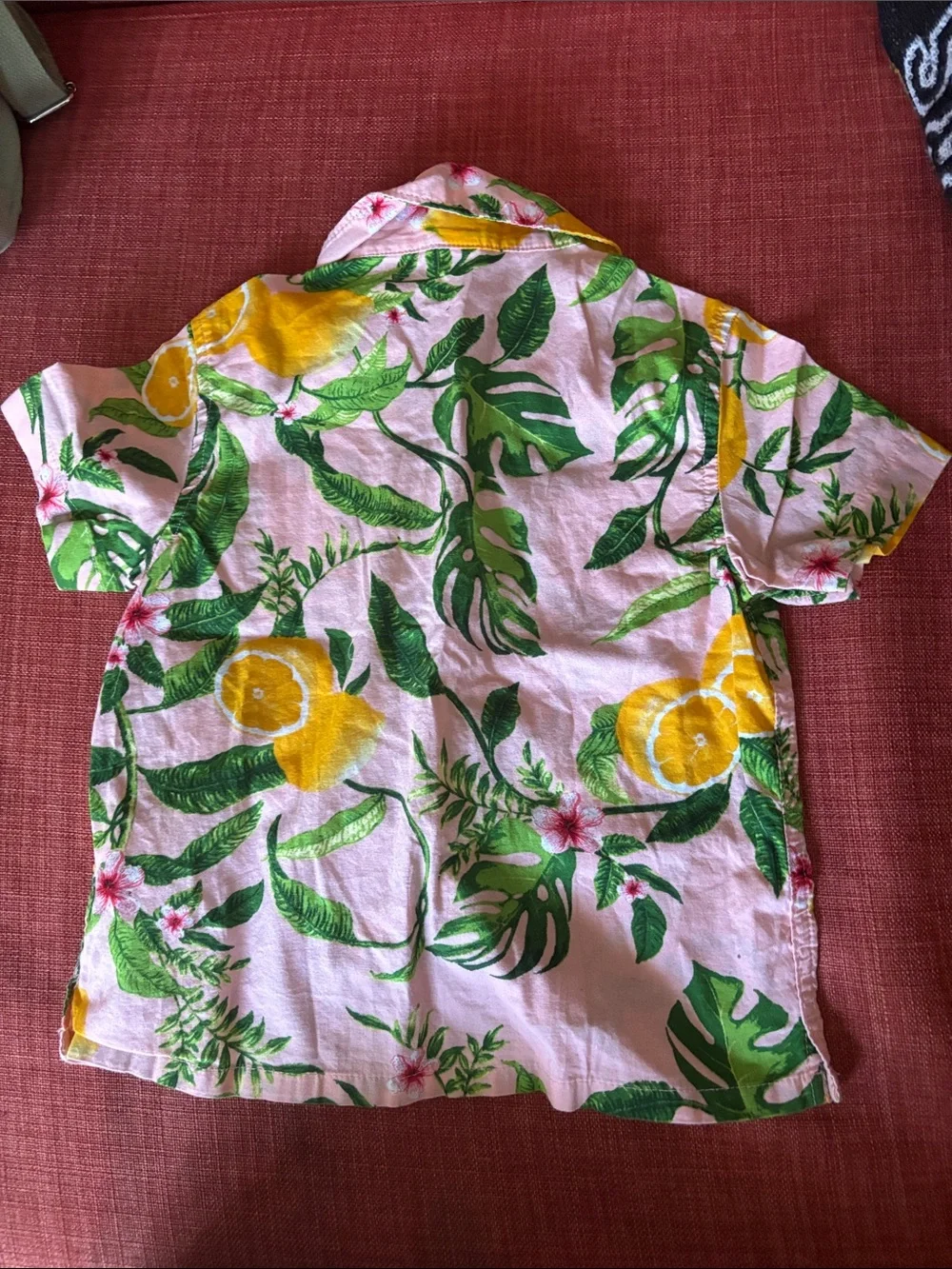 Old Navy Pink Lemon Print Button-Down Shirt